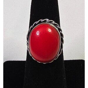 Elegant Red Silver Ring
